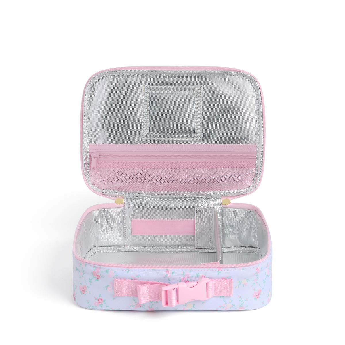 STATE x LoveShackFancy Rodgers Lunch Box Confetti Bloom / Wildflower Blue Front Interior View Click to Zoom