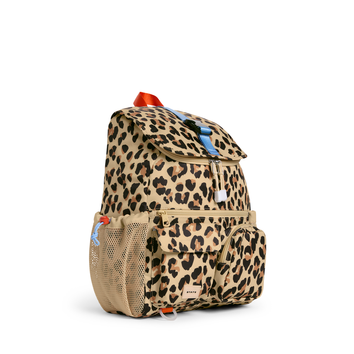 STATE Bags Charlie Explorer Backpack Leopard Side View click to Zoom