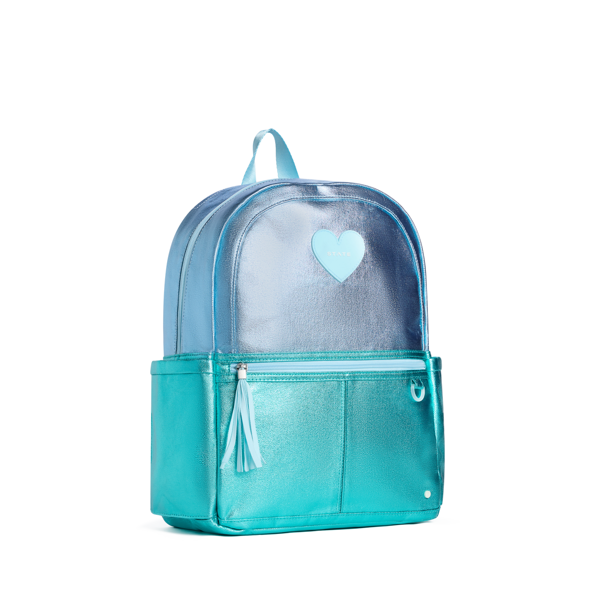 STATE Bags Kane Backpack Blue/Turquoise Colorblock Front Side View Click to Zoom