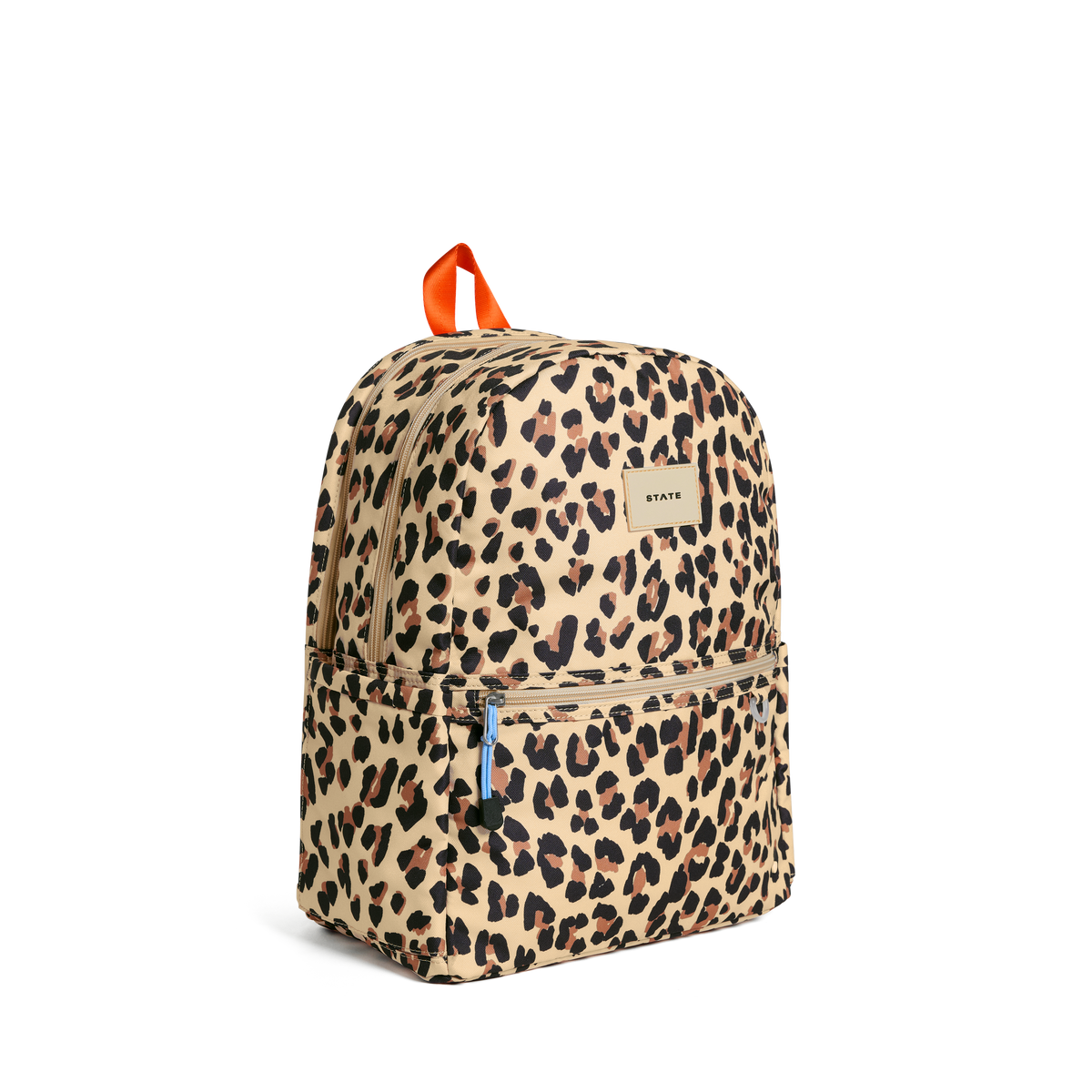 STATE Bags Kane Double Pocket Backpack Leopard Side View Click to Zoom