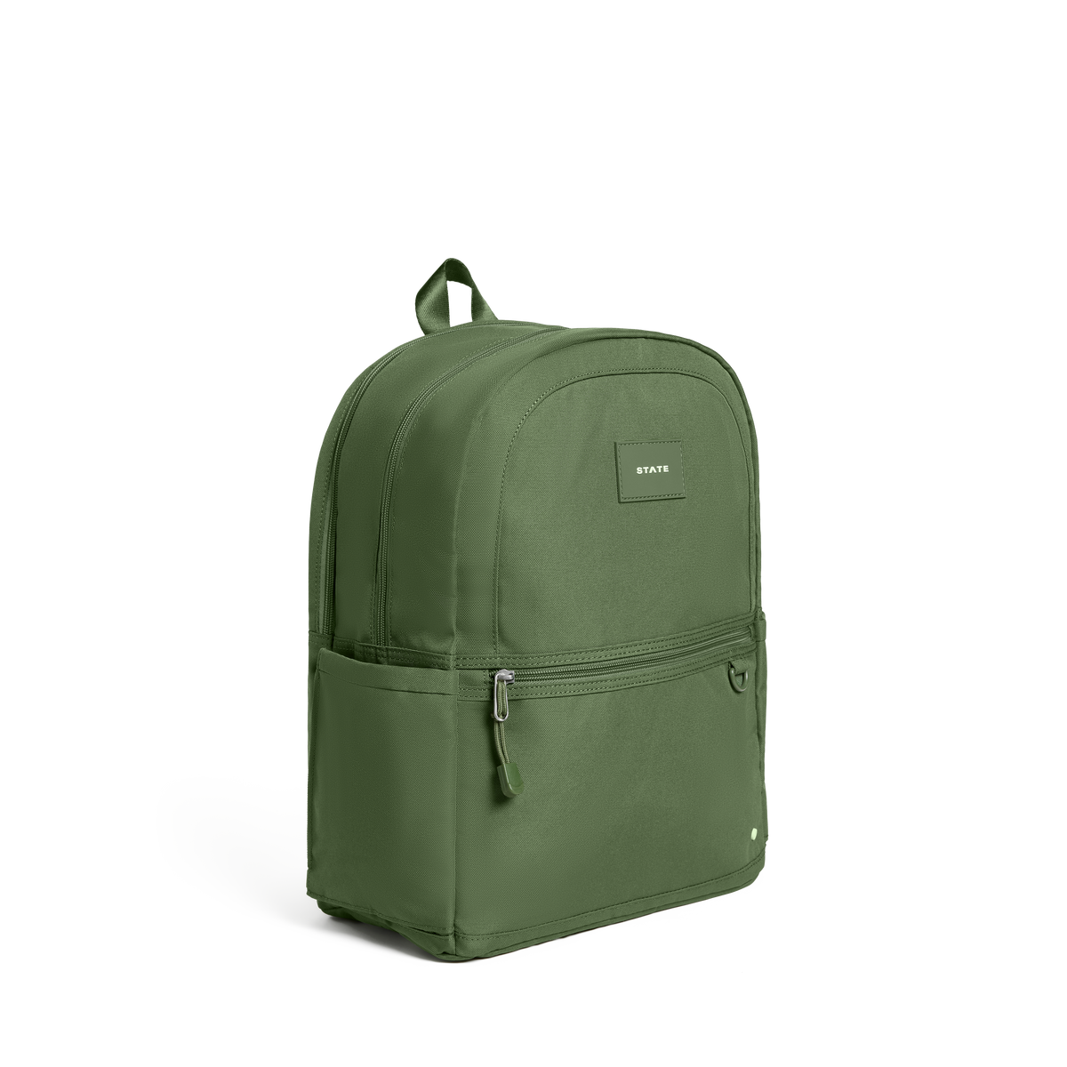 STATE Bags Kane Double Pocket Backpack Olive Side View Click to Zoom