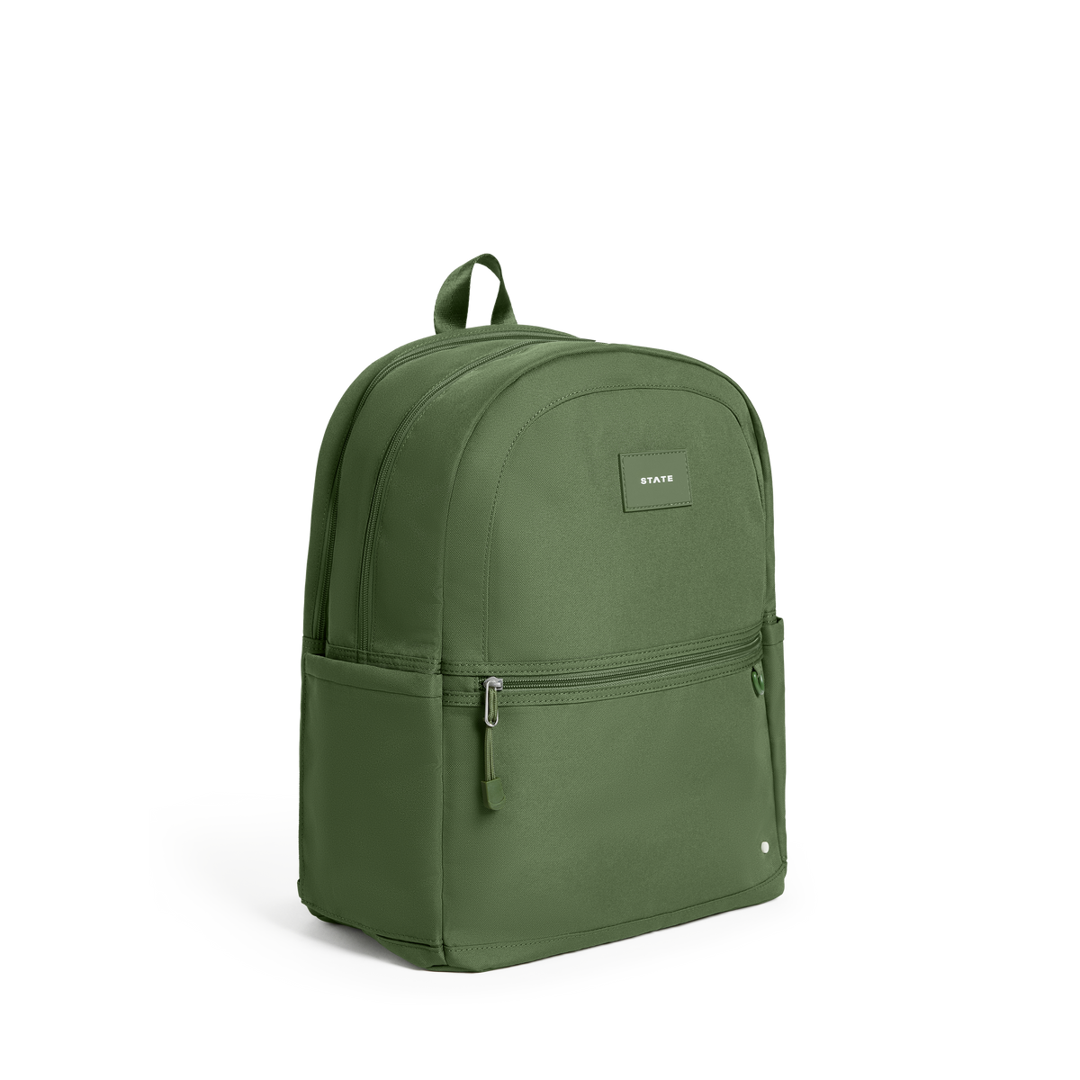 STATE Bags Kane Double Pocket Large Olive Front Side View Click to Zoom