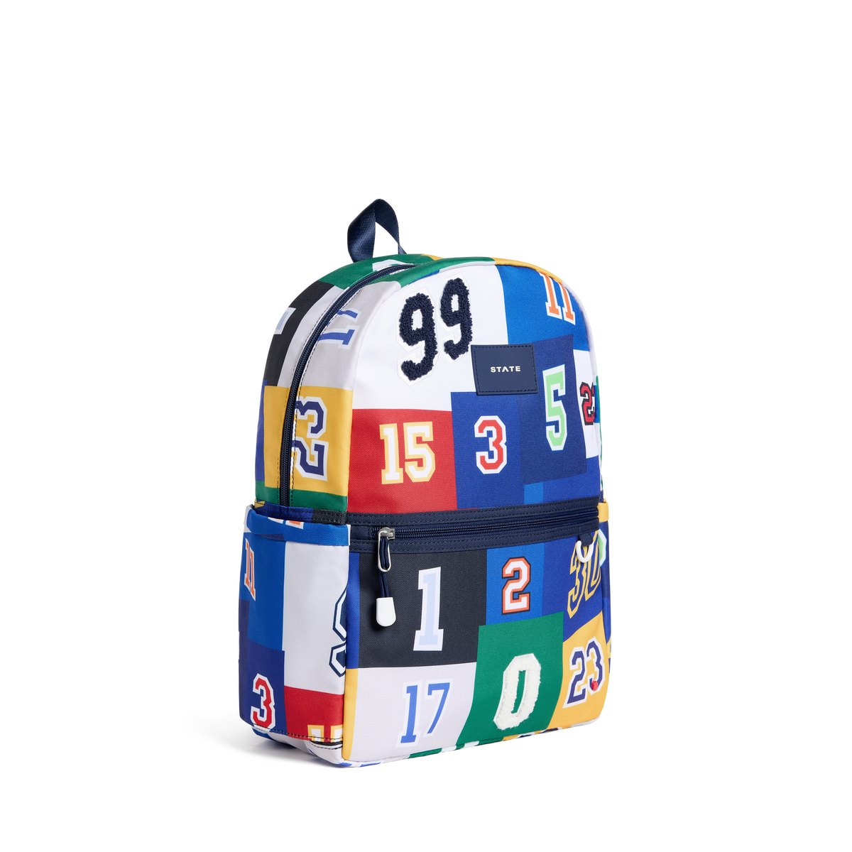 STATE Bags Kane Backpack Varsity Numbers Front Side View Click to Zoom
