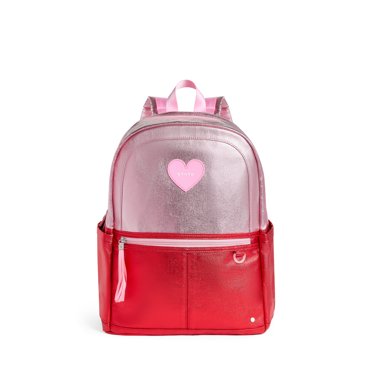 STATE Bags Kane Double Pocket Backpack Pink / Red Colorblock front view click to zoom