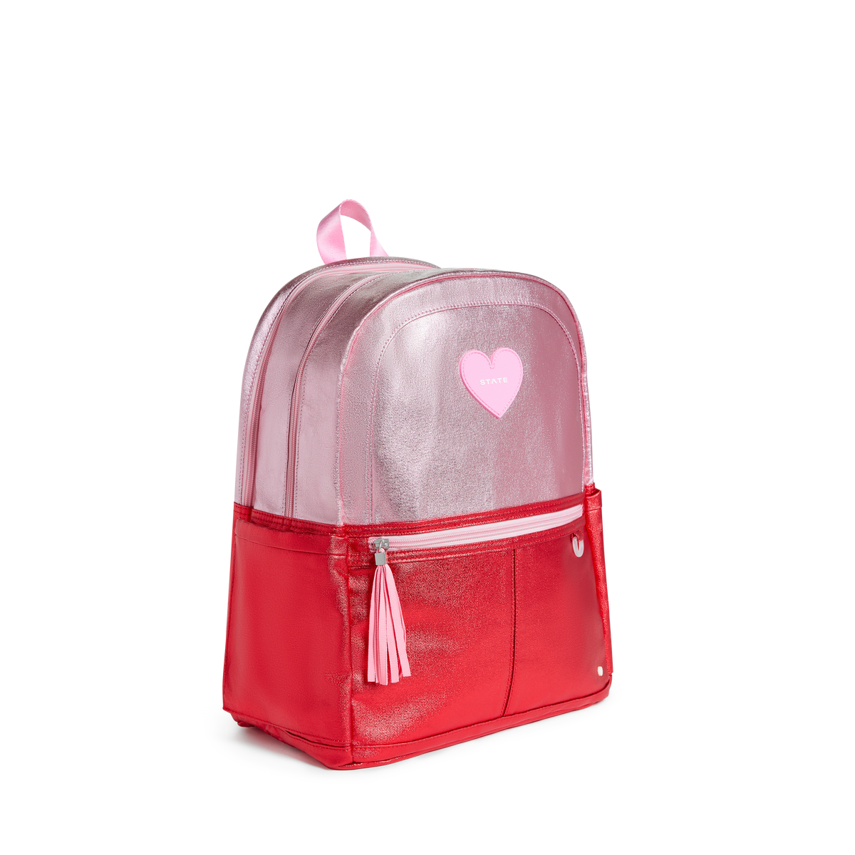 STATE Bags Kane Double Pocket Backpack Pink / Red Colorblock side view click to zoom