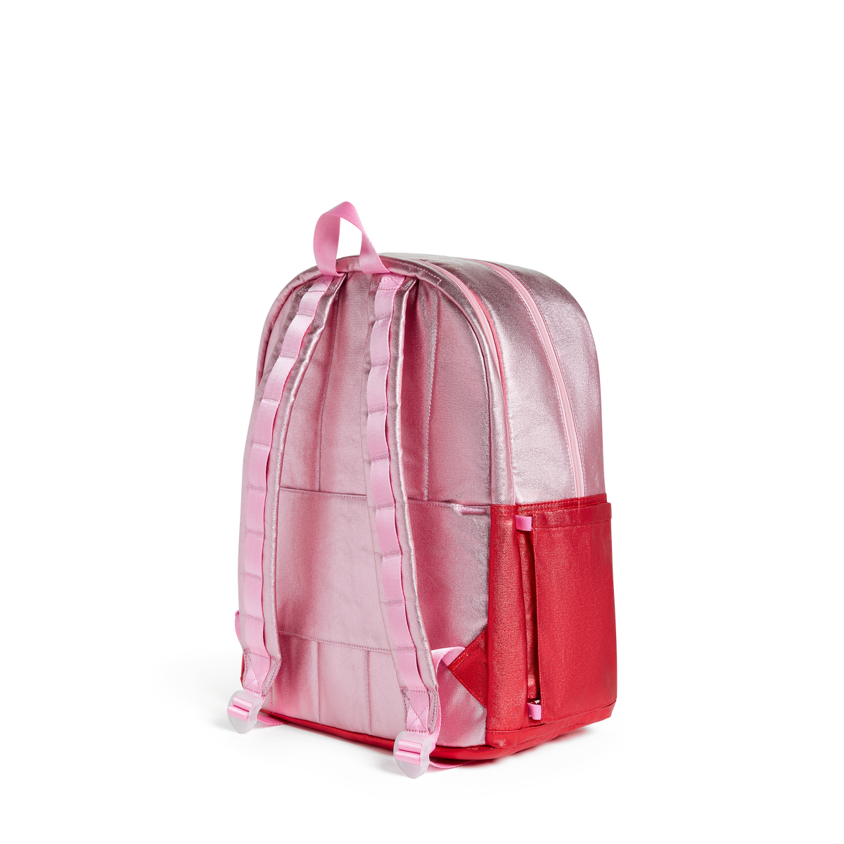 STATE Bags Kane Double Pocket Large Backpack Pink/Red Metallic Colorblock Back View Click to Zoom