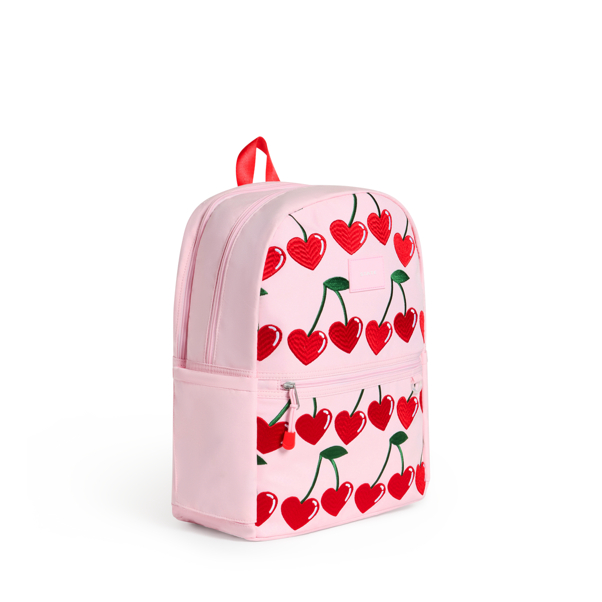 STATE Bags Kane Double Pocket Backpack Cherries Side View Click to Zoom