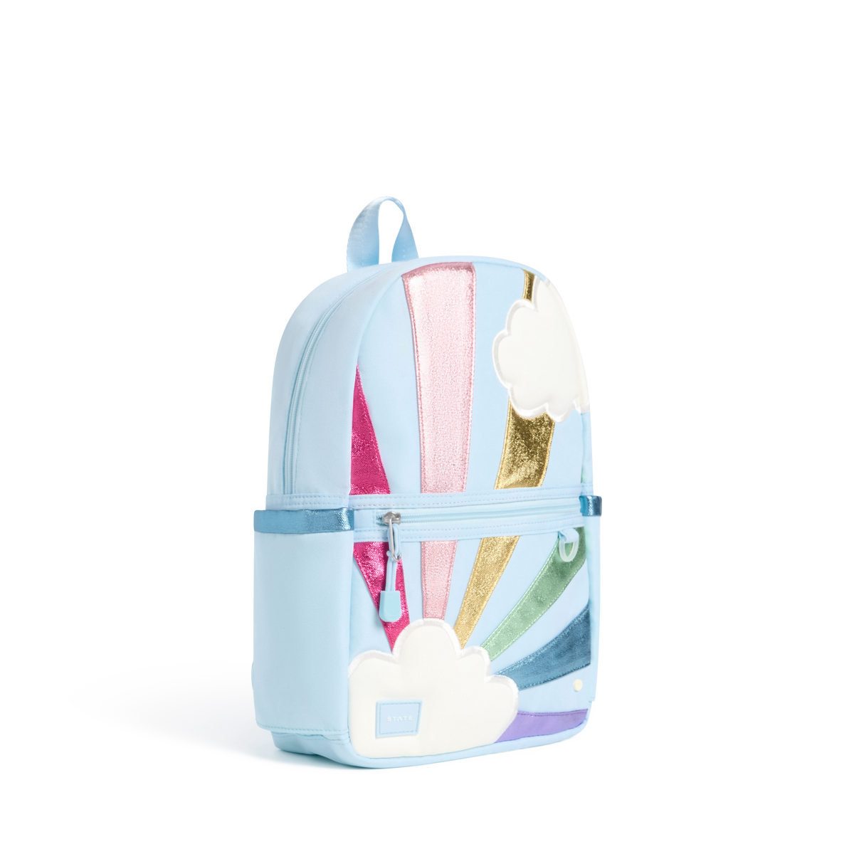 clear rainbow mini backpack Red Shiny Transparent Stripe Satchel Colorful Design Adorable Bookbag Fashion Large Capacity PVC School Bag on bag when traveling or as a daypack for field trips and other excursions.Feature Rainbow Cloud Kane Mini Backpack