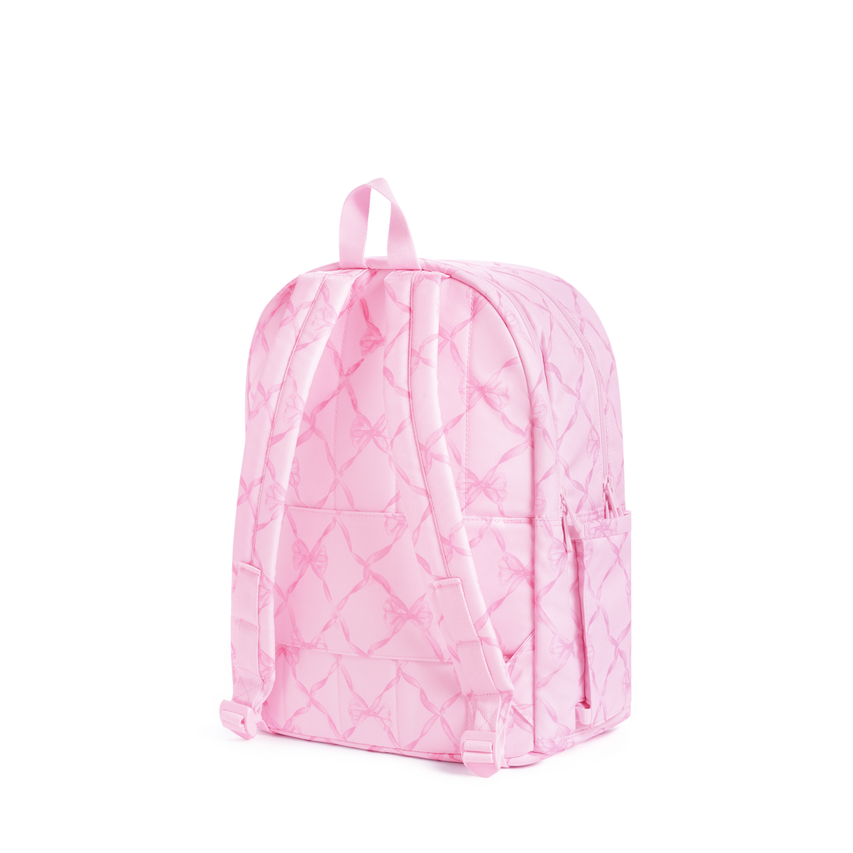 STATE x LoveShackFancy Kane Double Pocket Backpack Pink Peppermint Back View Click to Zoom