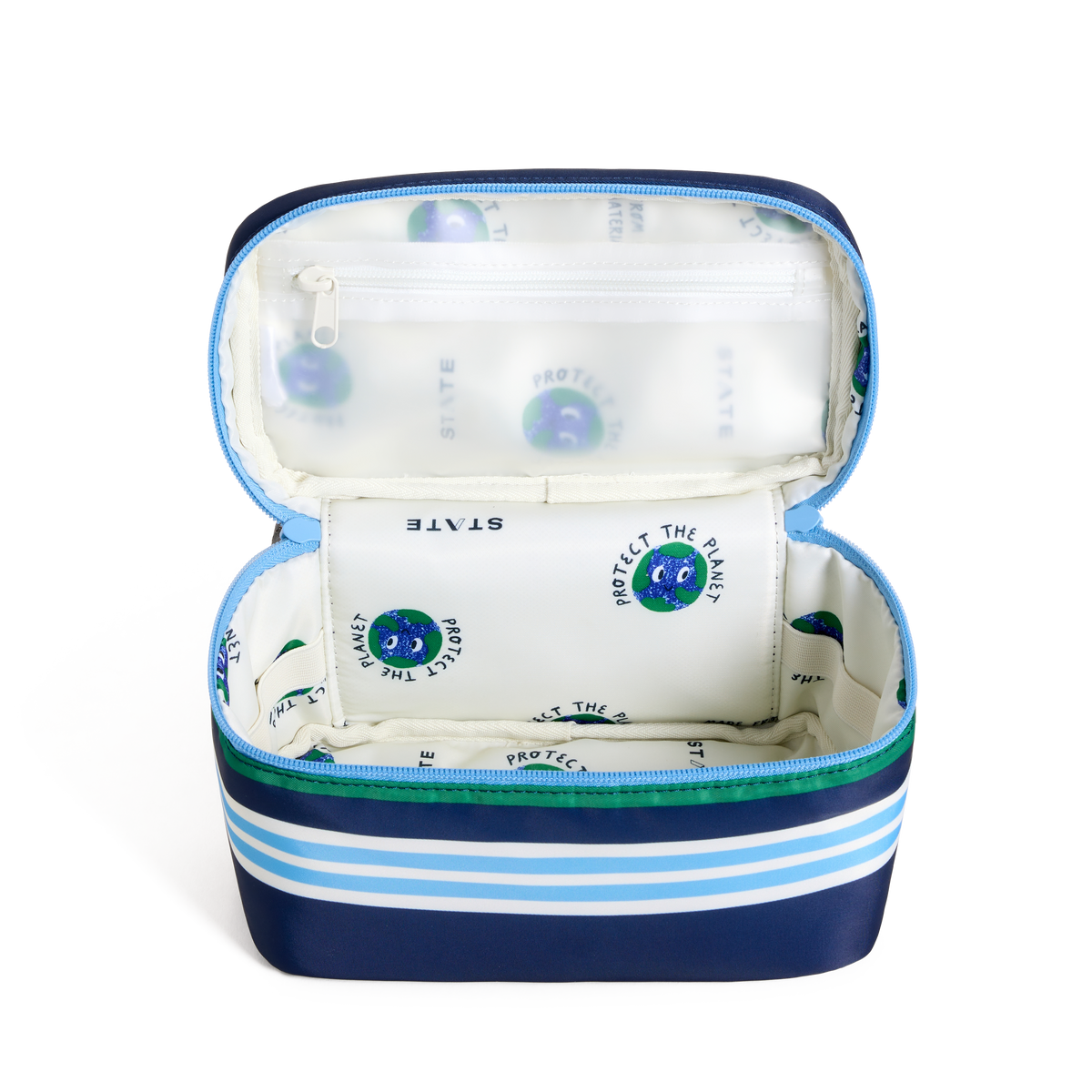 STATE Bags Kai Toiletry Kit Polo Stripe Overhead Interior View Click to Zoom