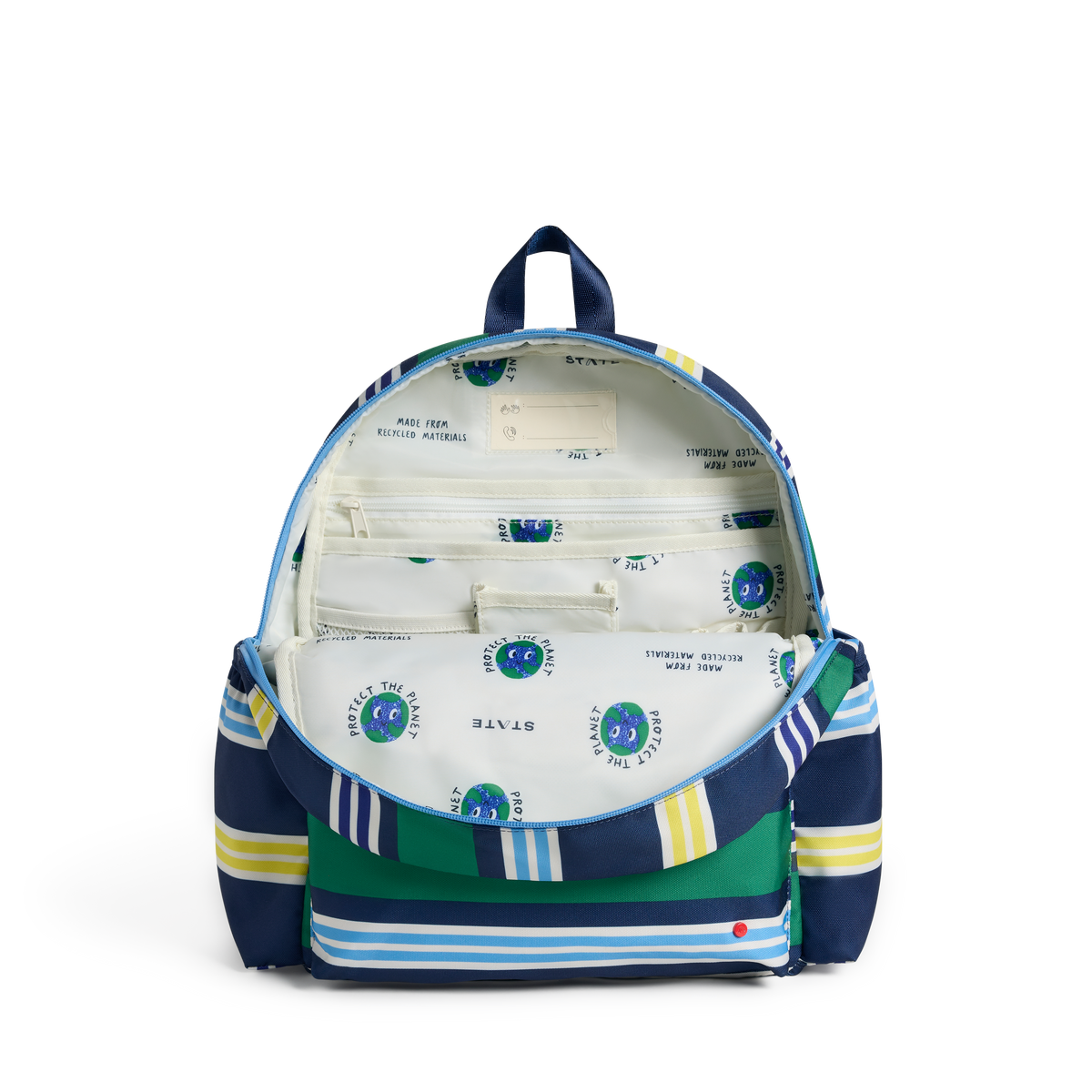 STATE Bags Kane Backpack Polo Stripe Front Interior View Click to Zoom