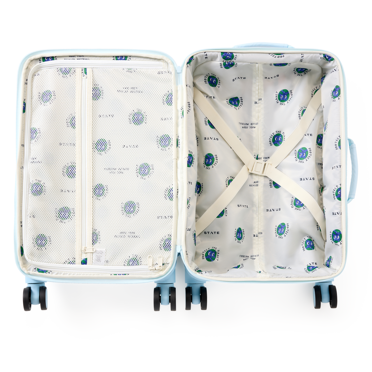 STATE Bags Logan Carry-On Suitcase Rainbow Cloud Overhead Interior View Click to Zoom