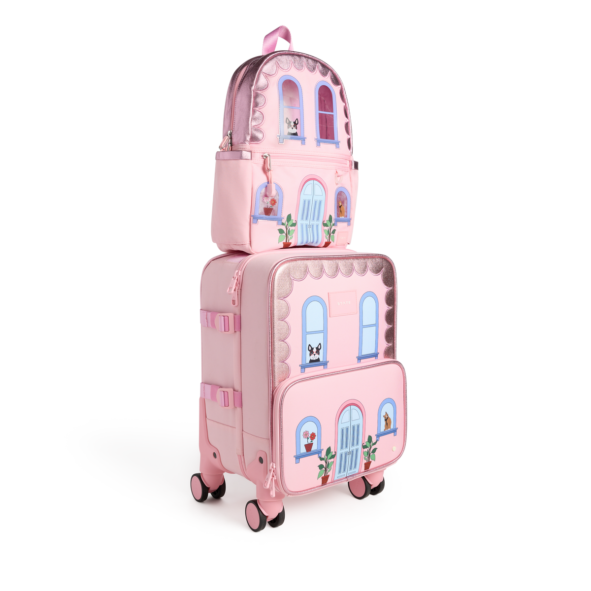 STATE Bags Mini Logan Carry-On Suitcase and Kane Mini House front View Click to Zoom