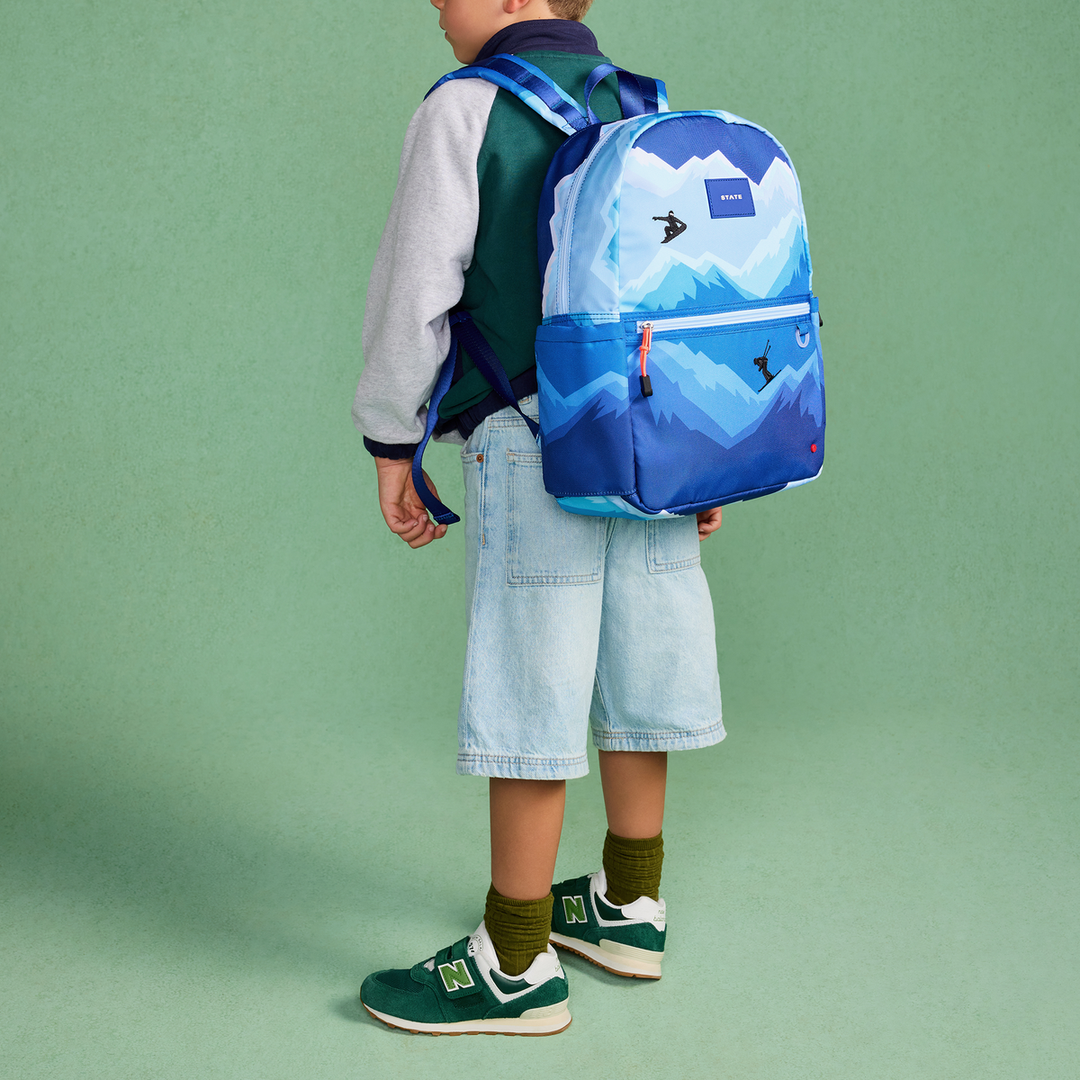 boy wearing STATE Bags Kane Backpack Mountain