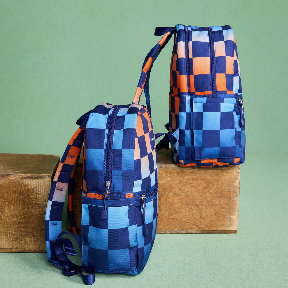 kane and kane double pocket gradient checkerboard next to eachother