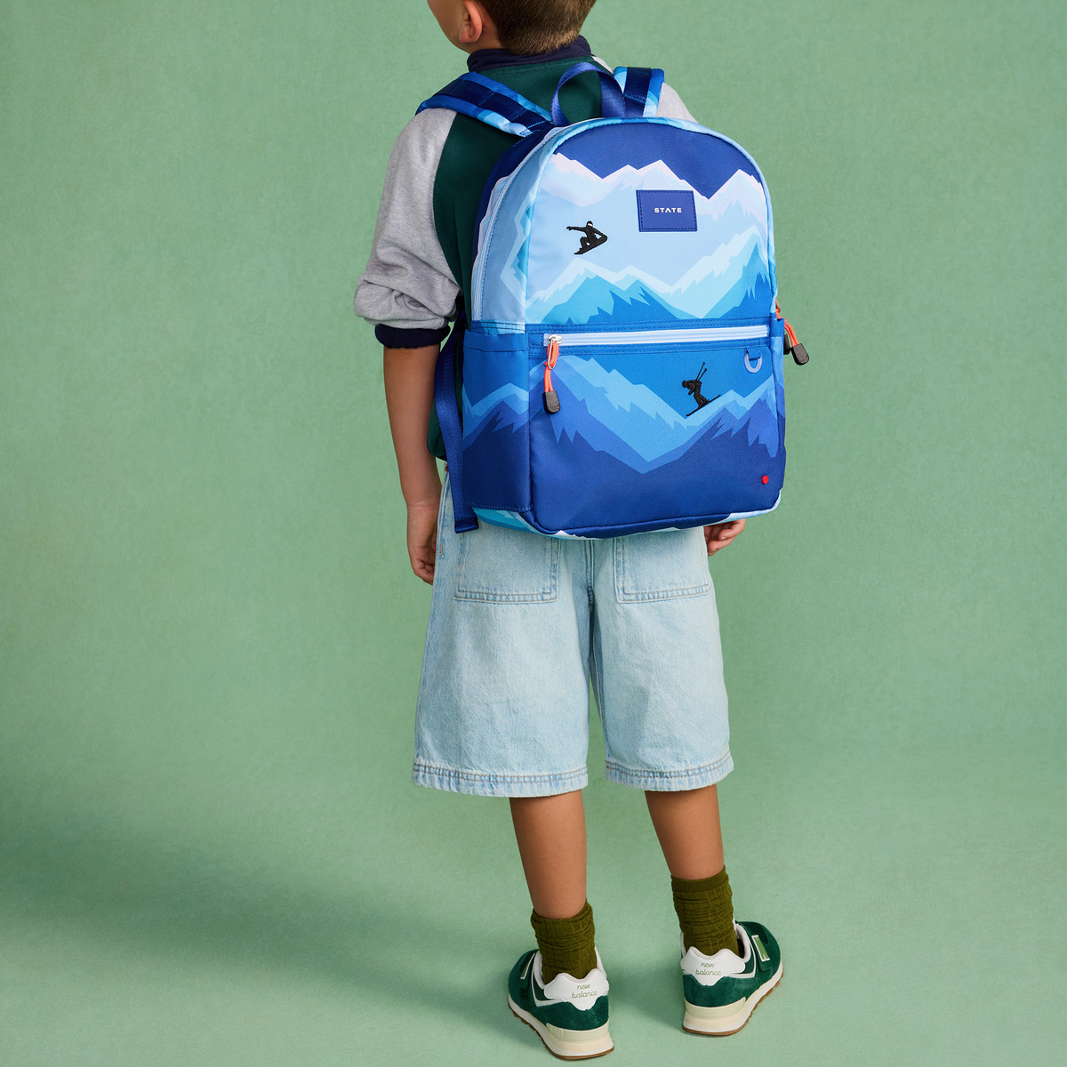 boy wearing STATE Bags Kane Backpack Mountain