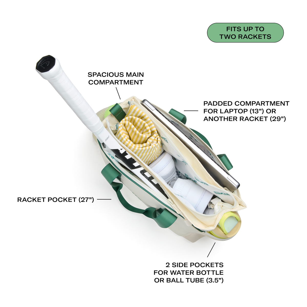 STATE Bags Riley Tennis Bag Pristine Interior Features Call out click to zoom