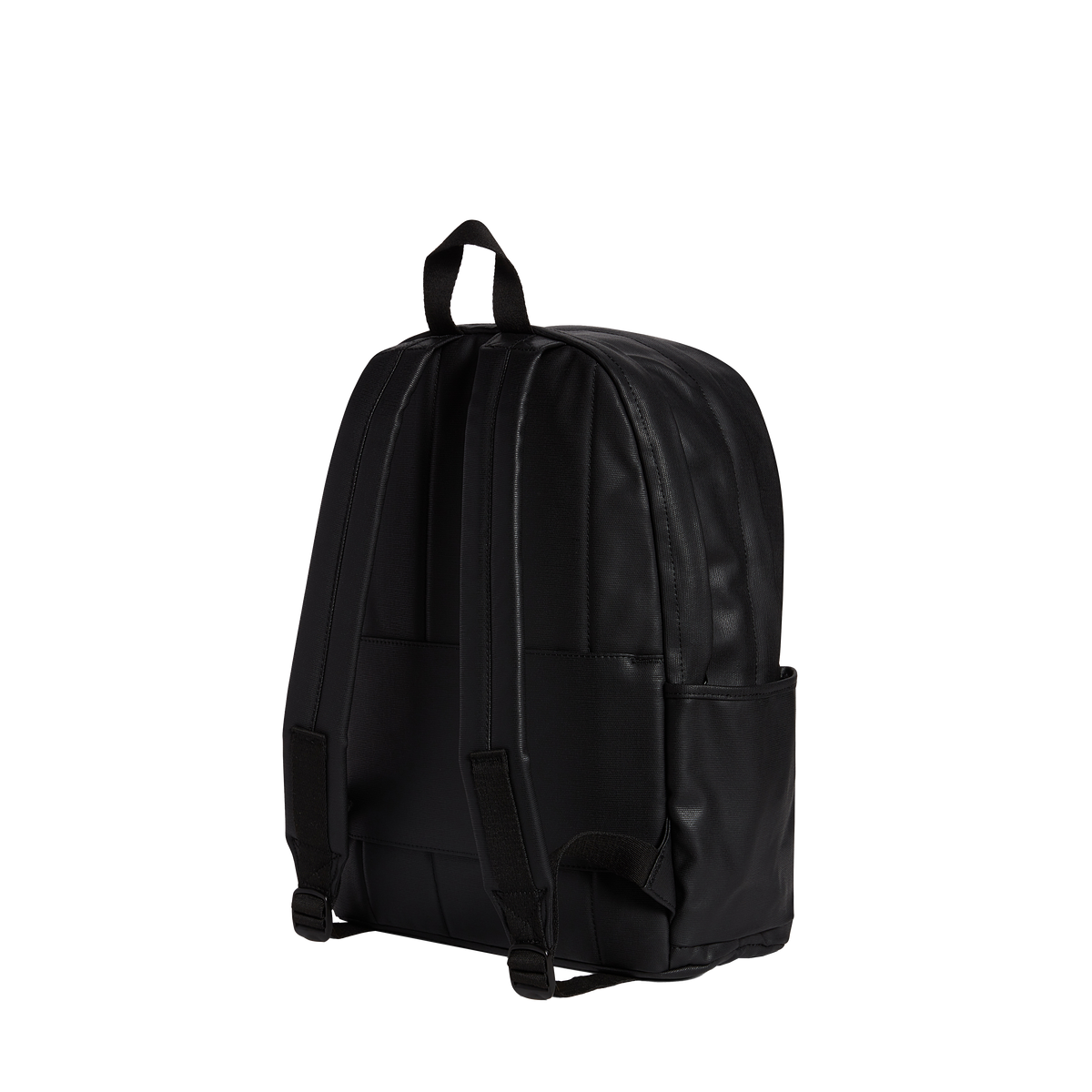 STATE Bags kane double pocket large backpack coated canvas black back view side angle click to zoom 