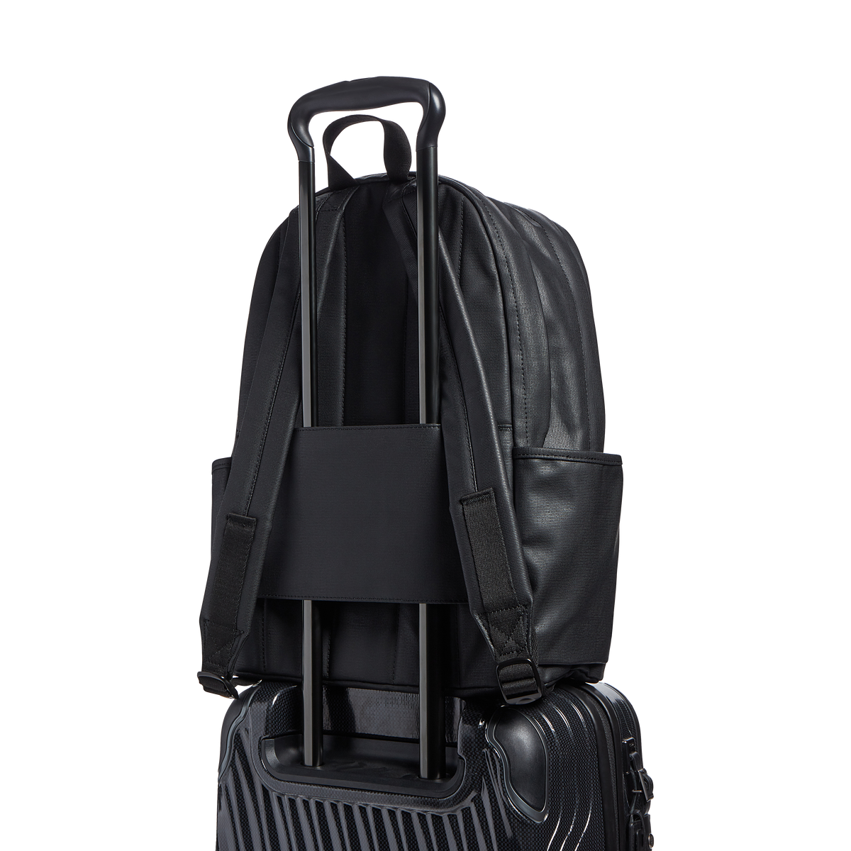 STATE Bags kane double pocket large backpack coated canvas black back travel pocket view click to zoom 