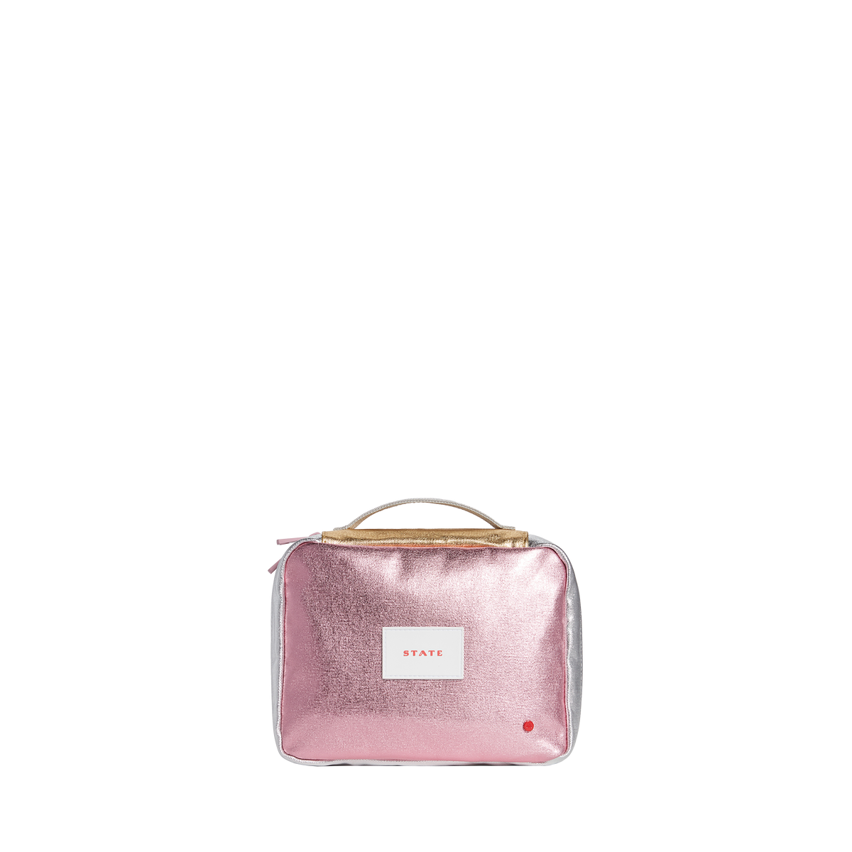 STATE bags Bensen toiletry kit metallic pink/silver front view click to zoom 