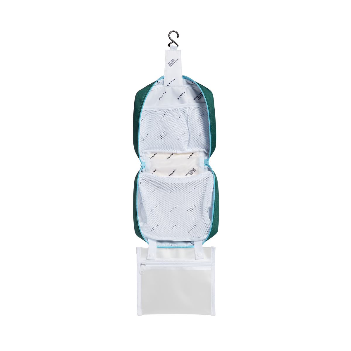 STATE bags Bensen toiletry kit polyester canvas green/navy interior view click to zoom 