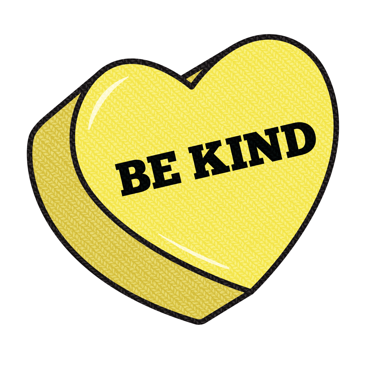 state bags yellow heart "be kind" patch for backpacks front view click to zoom