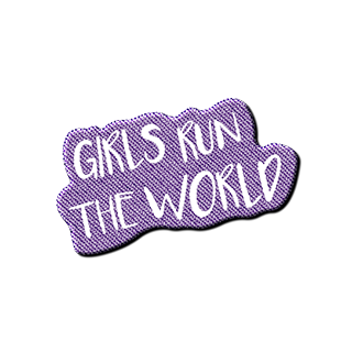 state bags purple "girls run the world" patch for backpacks front view click to zoom