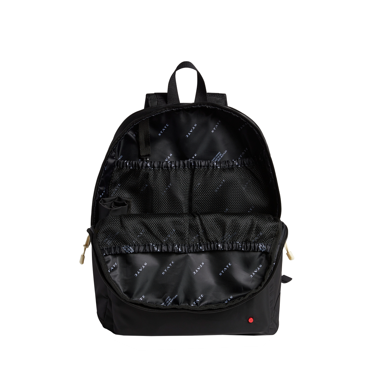 state bags lorimer diaper bag backpack nylon black interior front view click to zoom