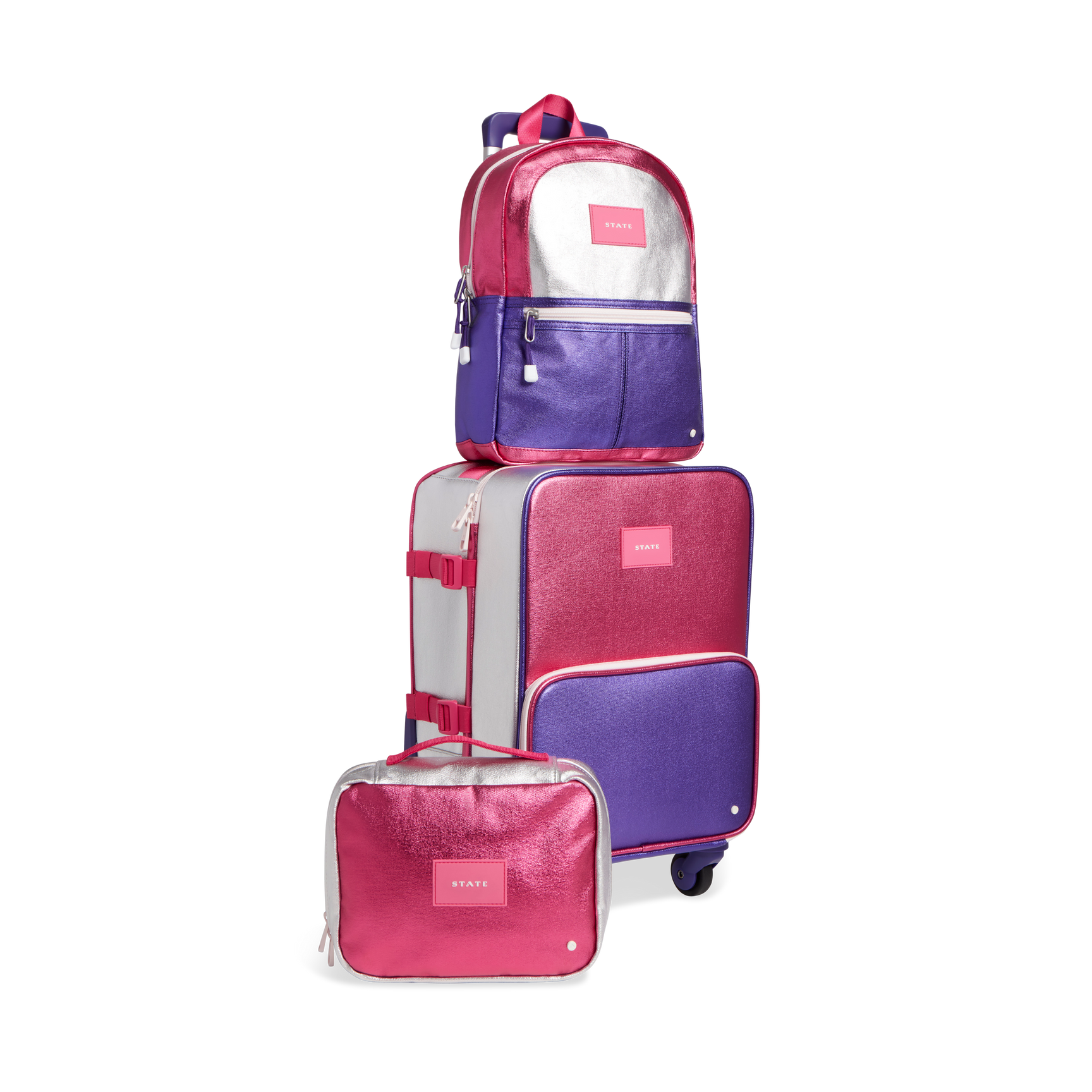 STATE Bags Mini Logan Suitcase Metallic Hot Pink/Purple