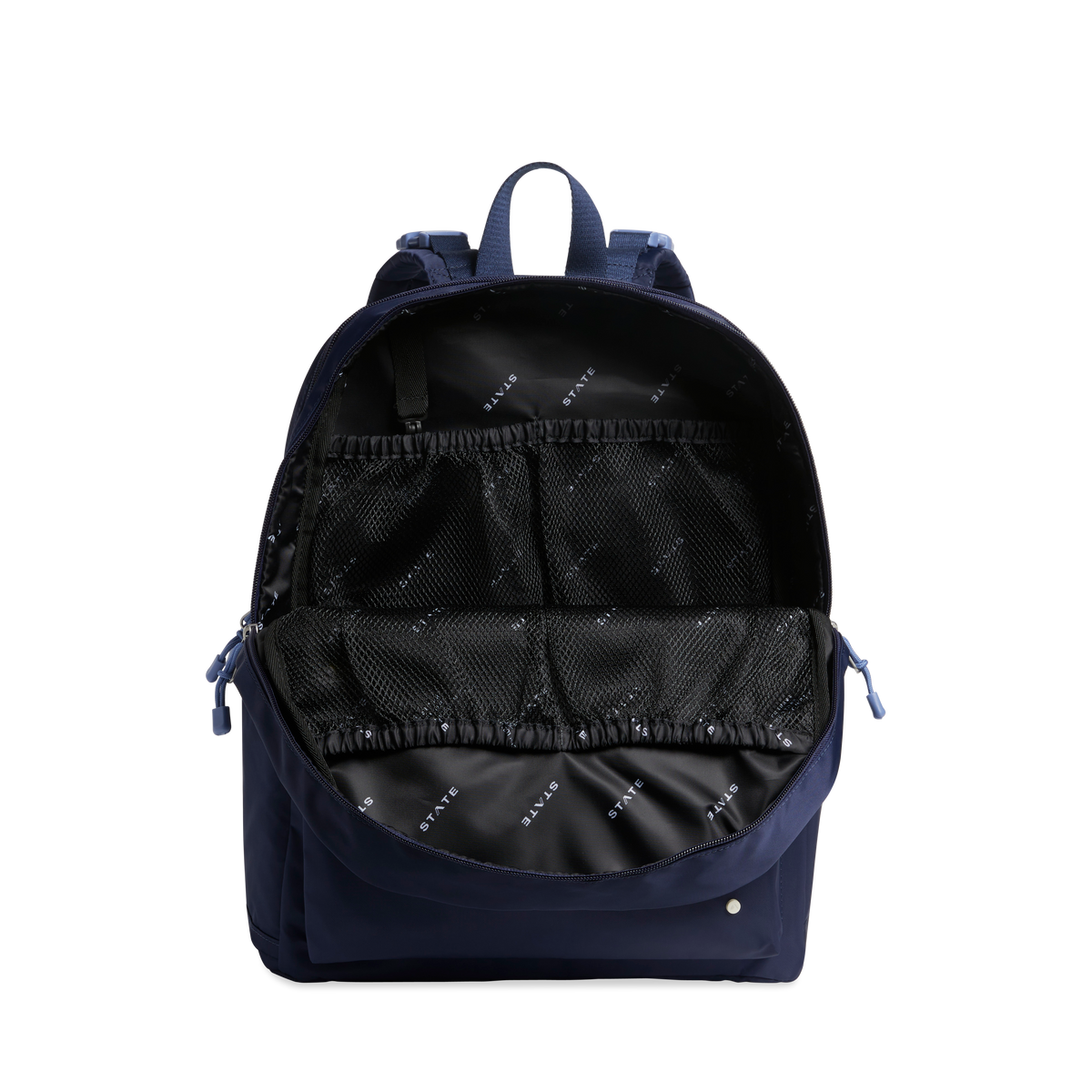 state bags lorimer diaper bag backpack nylon navy interior front view click to zoom