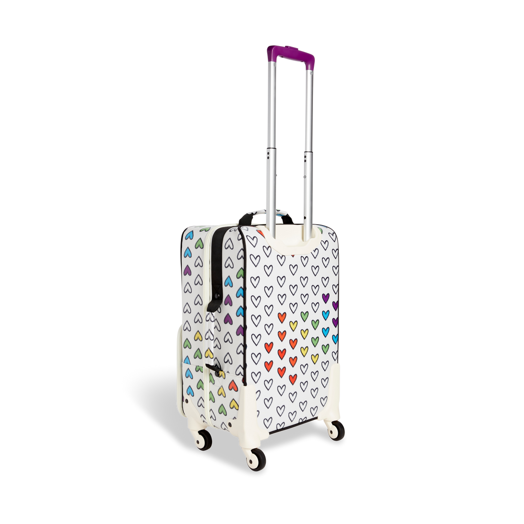 STATE Bags Logan Suitcase Recycled Polyester Canvas Rainbow Hearts