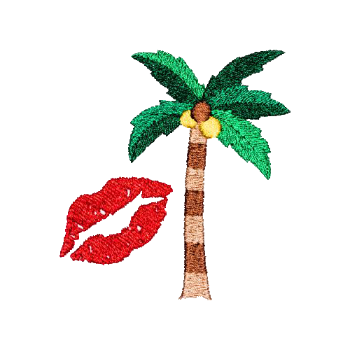 state bags red lips and palm tree patch for backpacks front view click to zoom