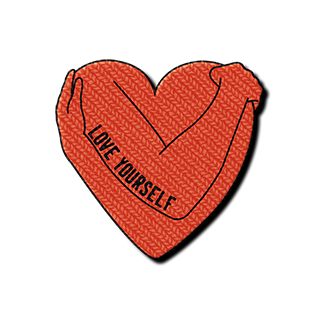 state bags red heart "love yourself" patch for backpacks  front view click to zoom